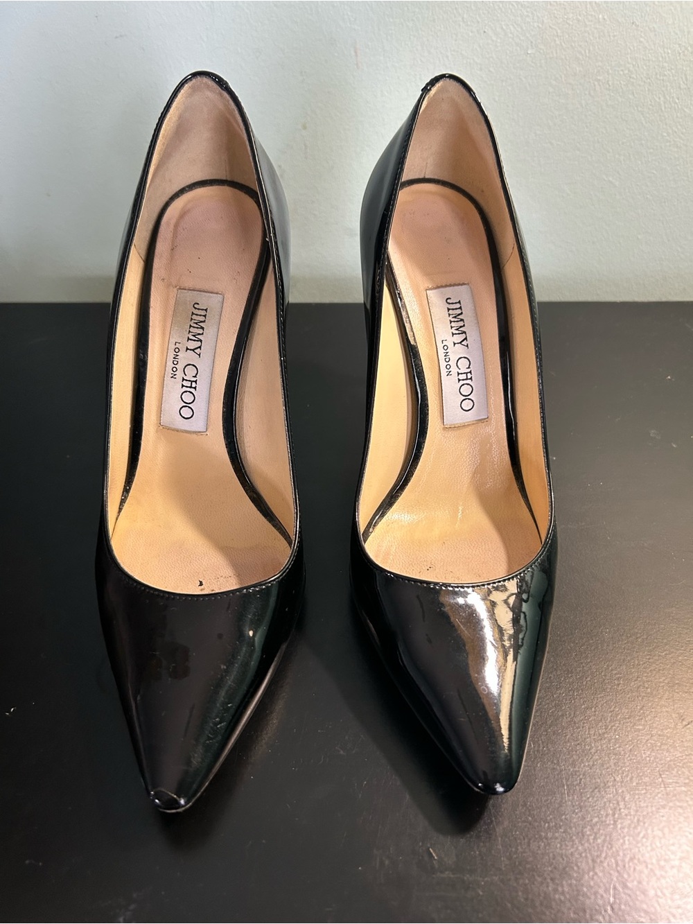 Jimmy Choo Black Patent Leather Pointed Pumps